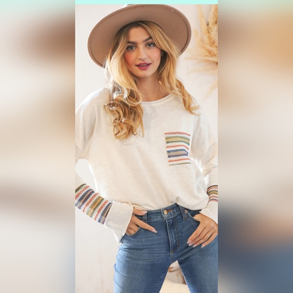 Cream Embroidered Pocket Design Top - Picture 2 of 4